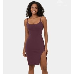 Halara Cloudful Dress Size Large Square Neck Backless Bodycon Corset Midi